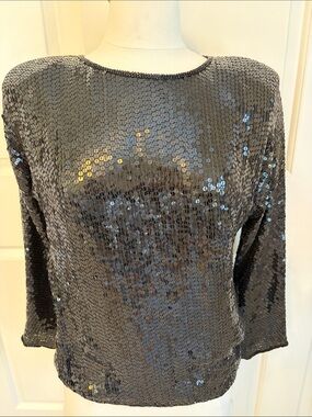 Scarlet Rage Black Sequin Women's Top - Classic Evening Top